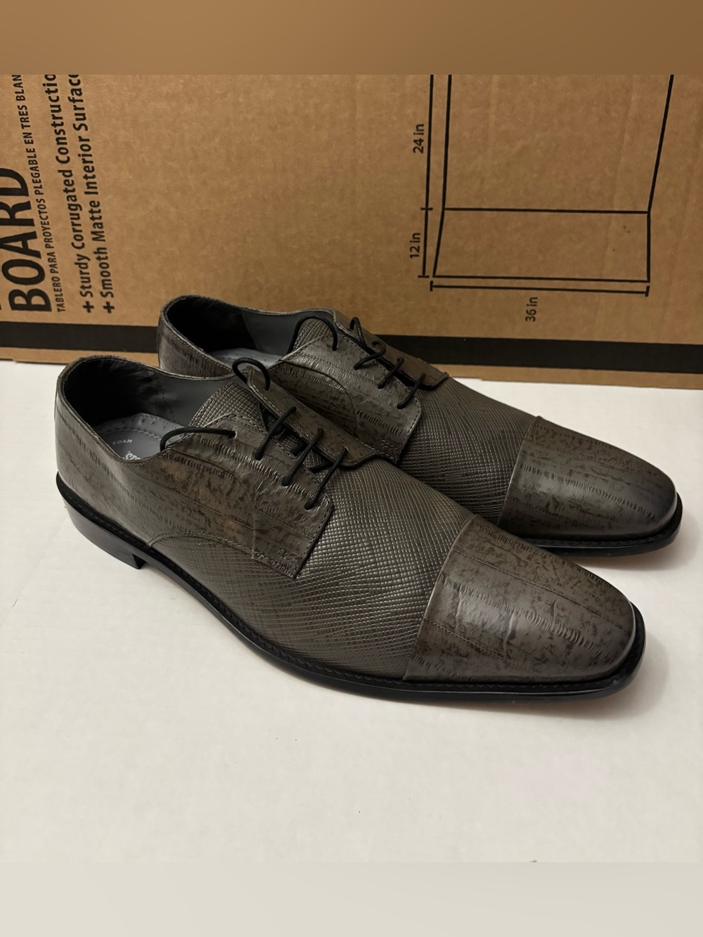Stacy Adams Mens Size 14W Olive Oxfords Printed Cow Leather